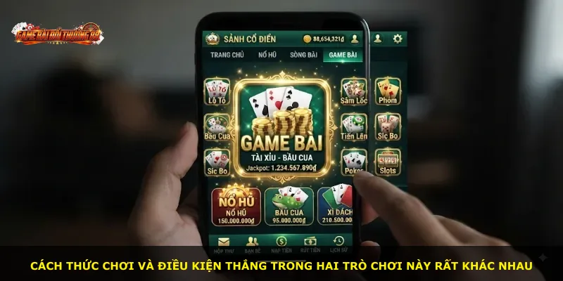 Cách thức chơi và điều kiện thắng trong hai trò chơi này rất khác nhau
