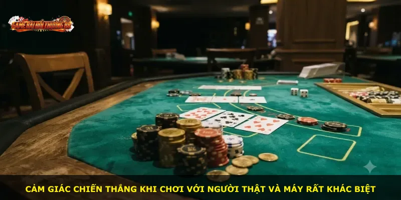Cảm giác chiến thắng khi chơi với người thật và máy rất khác biệt