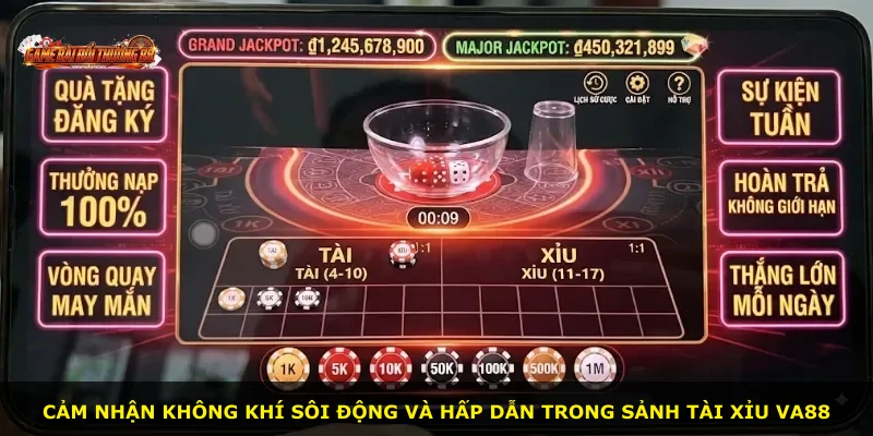 Cảm nhận không khí sôi động và hấp dẫn trong sảnh Tài Xỉu VA88