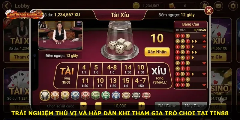 Trải nghiệm thú vị và hấp dẫn khi tham gia trò chơi tại TIN88